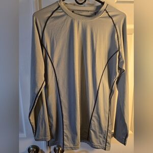 Grey MENS long Sleeve Compression Athletic Top LARGE